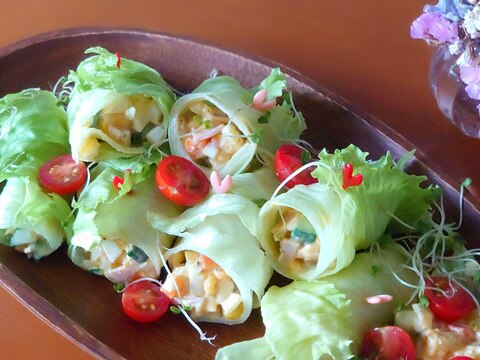 レタスで巻き巻き๑ꔛ๑具沢山ポテトサラダꕤ୭*